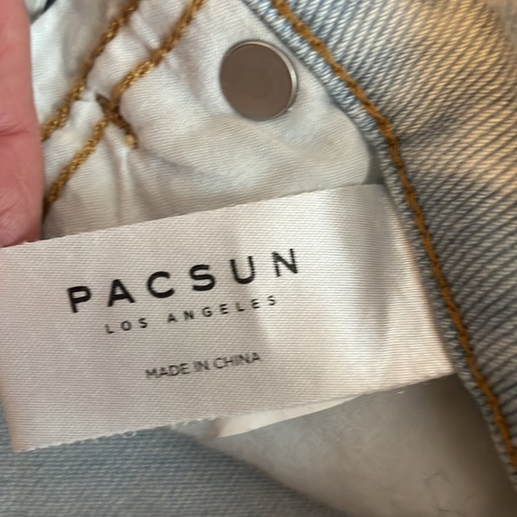 PacSun Eco hopper patchwork mom jeans high rise raw cut hem denim Womens size 24 - Picture 6 of 16